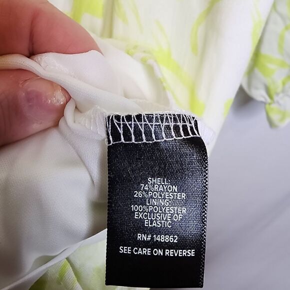 4X 26W Torrid Yellow Floral Empire Waist Gauze Skater Dress Lined Mini Stretch W - Picture 7 of 11